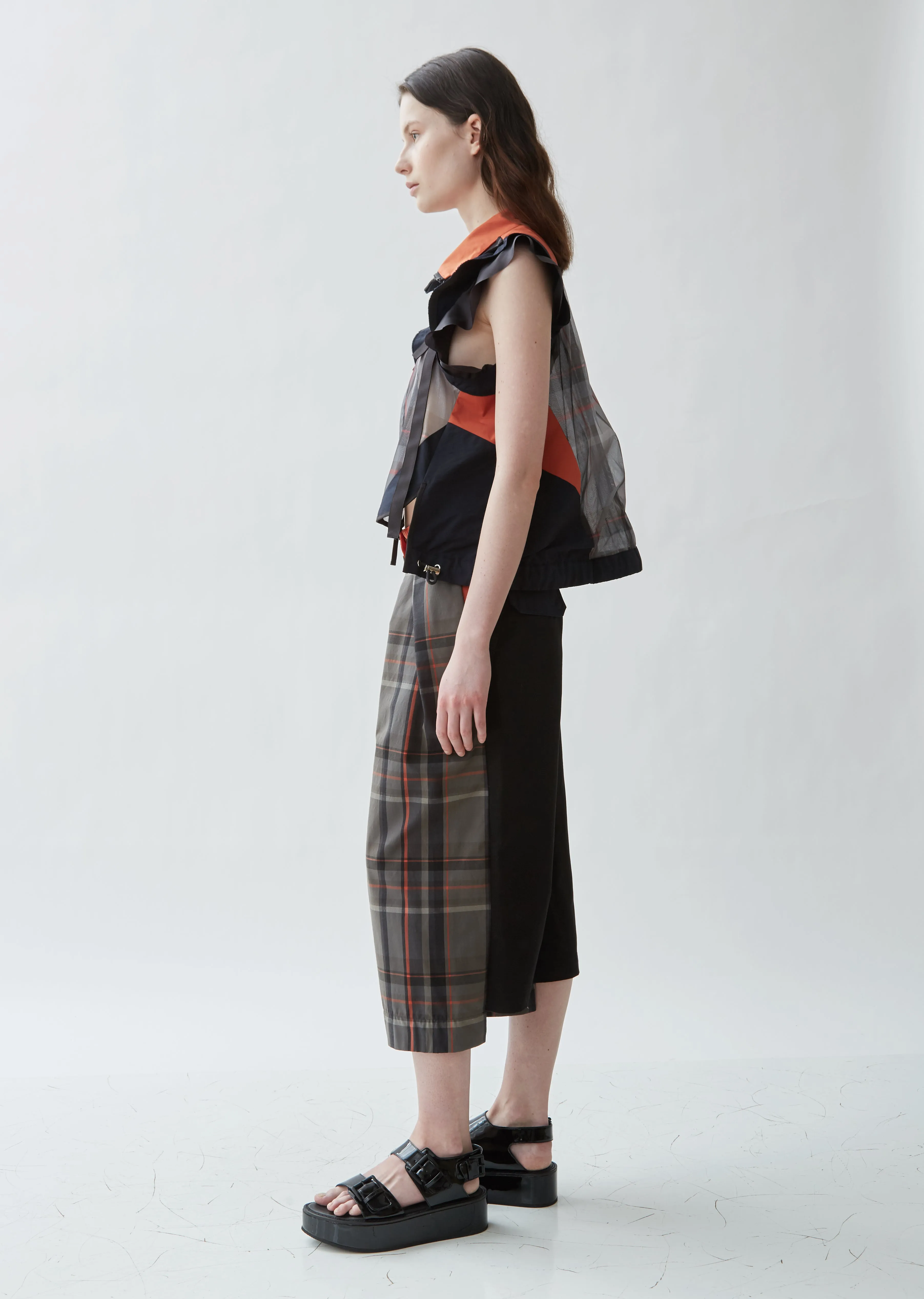 Check Poplin Cropped Pants