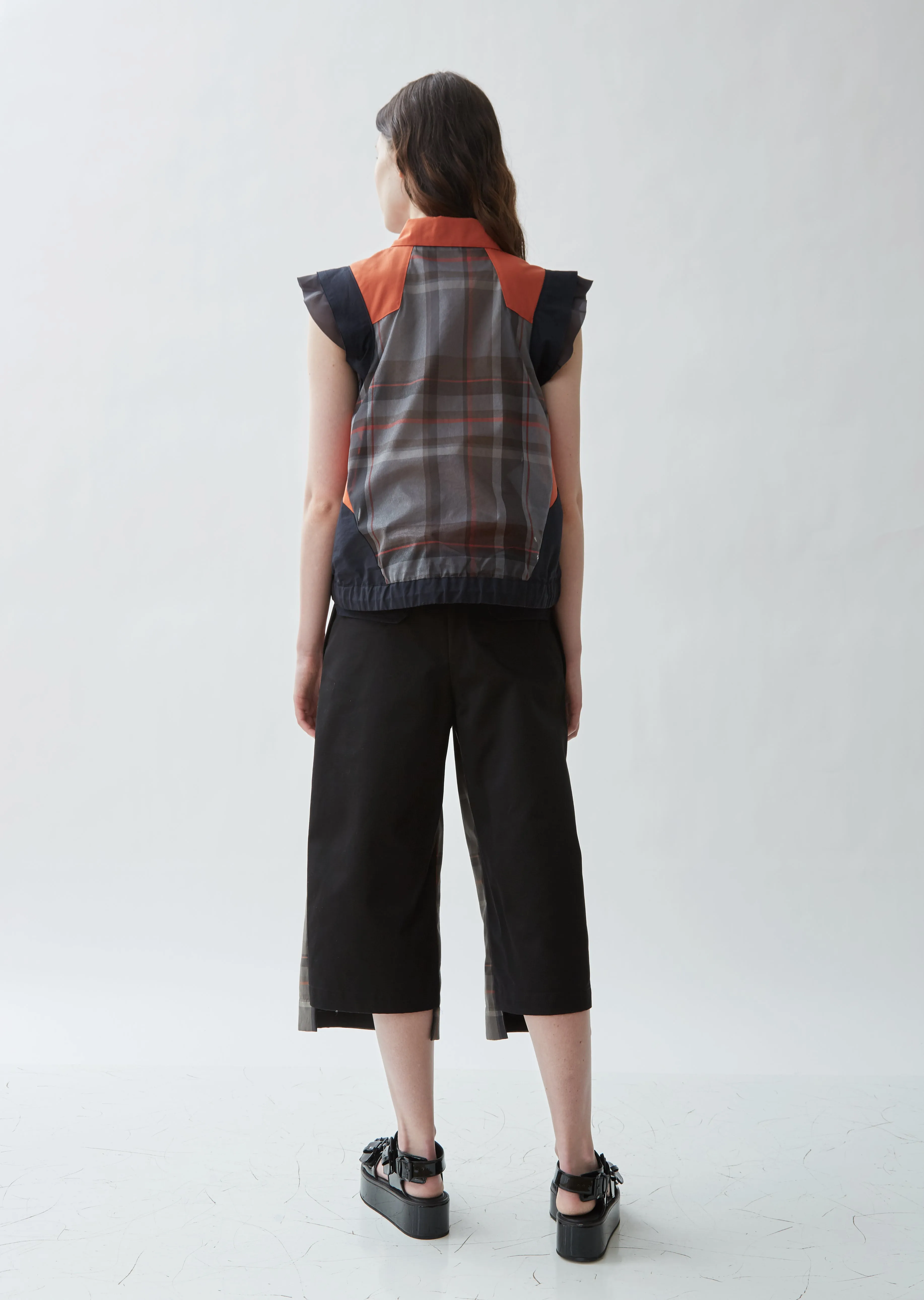 Check Poplin Cropped Pants