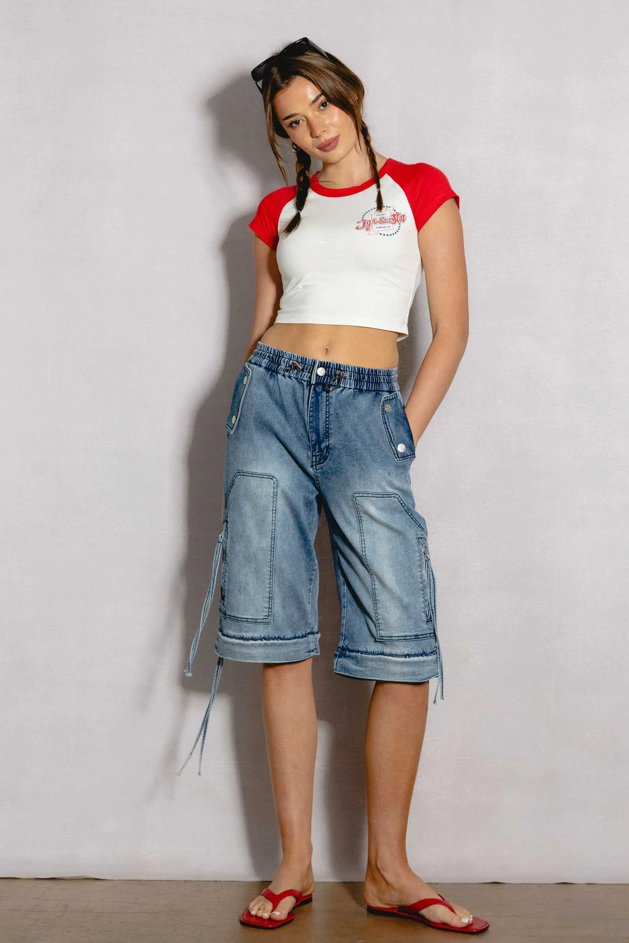 Convertible To Jorts Wide Leg Cargo Jeans