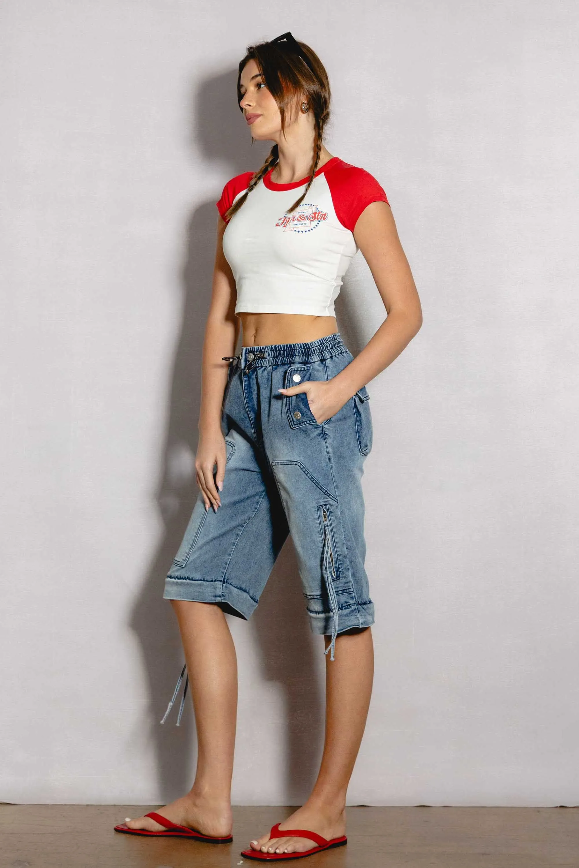 Convertible To Jorts Wide Leg Cargo Jeans