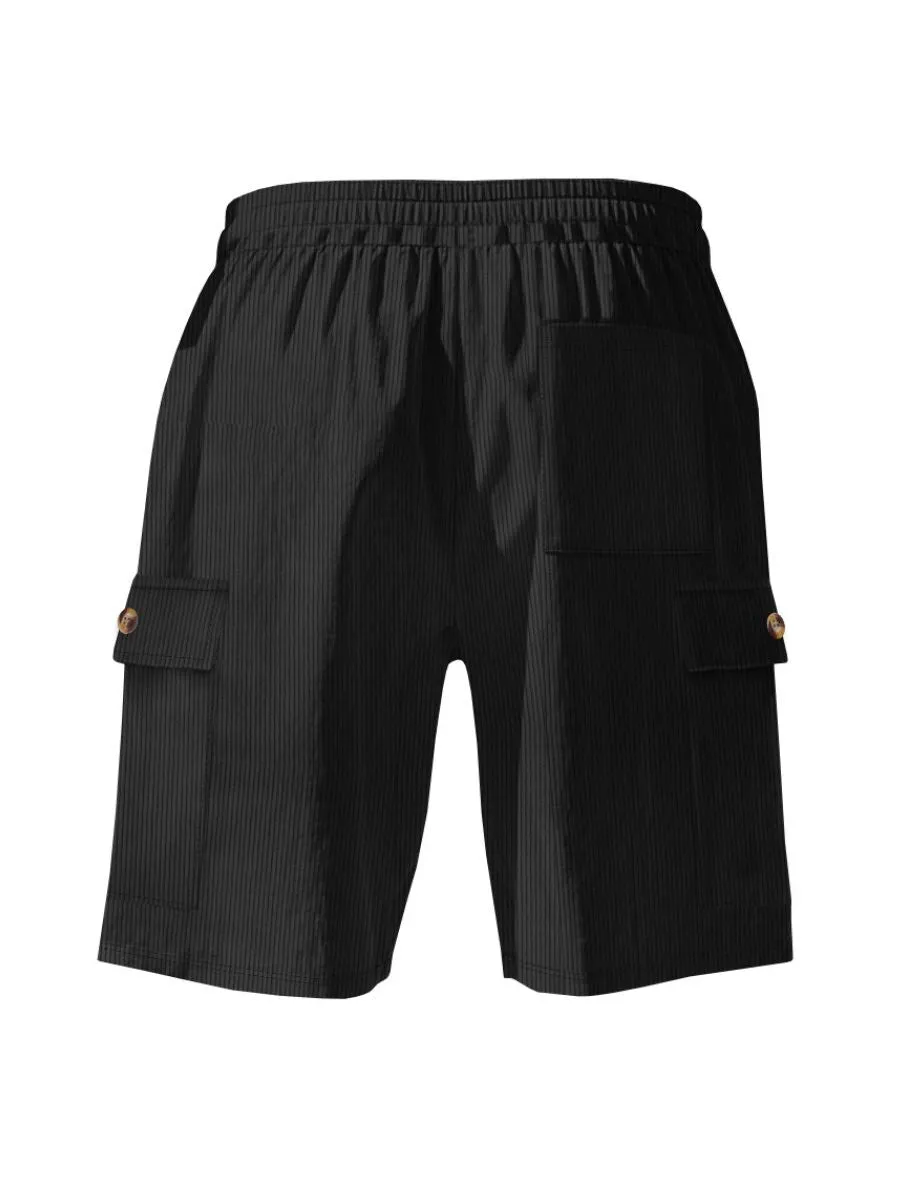 Corduroy Drawstring Cargo Shorts