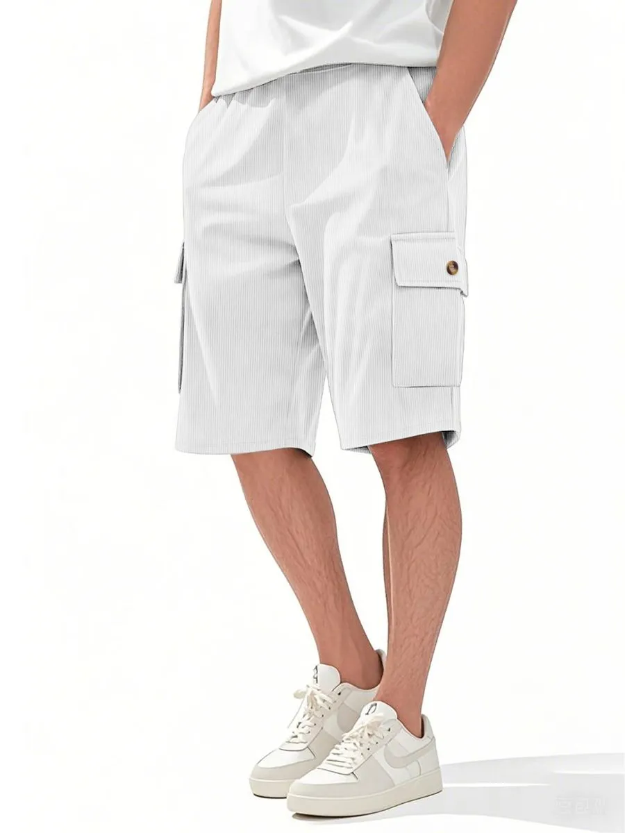 Corduroy Drawstring Cargo Shorts