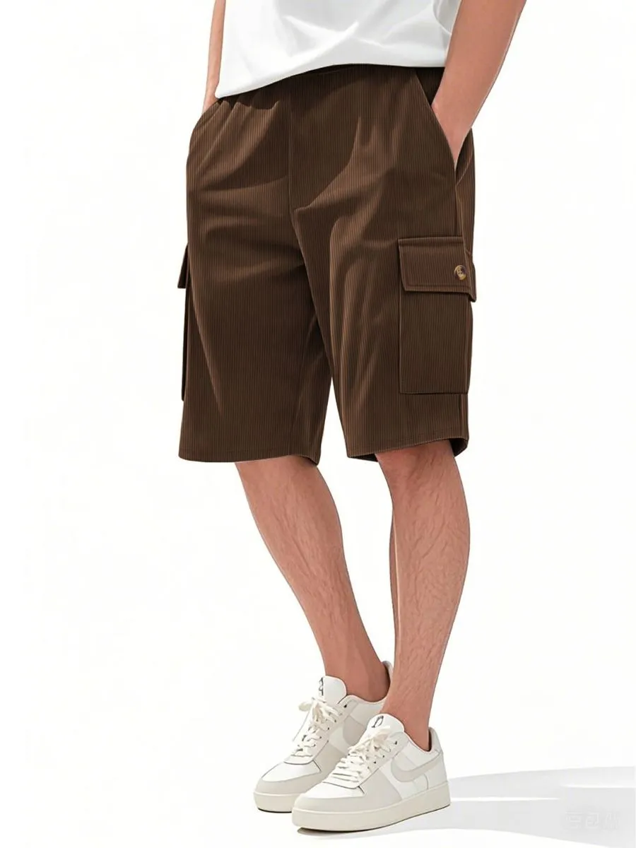 Corduroy Drawstring Cargo Shorts