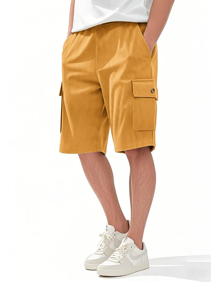 Corduroy Drawstring Cargo Shorts