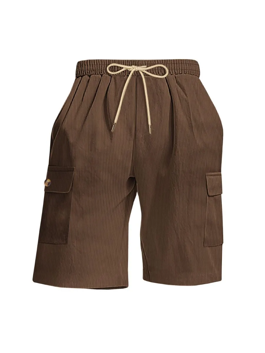 Corduroy Drawstring Cargo Shorts