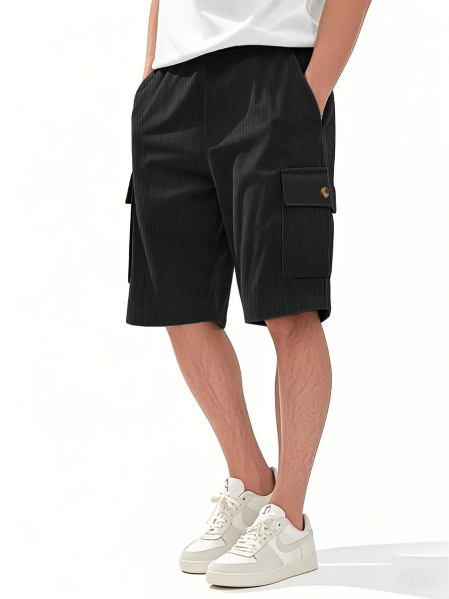 Corduroy Drawstring Cargo Shorts