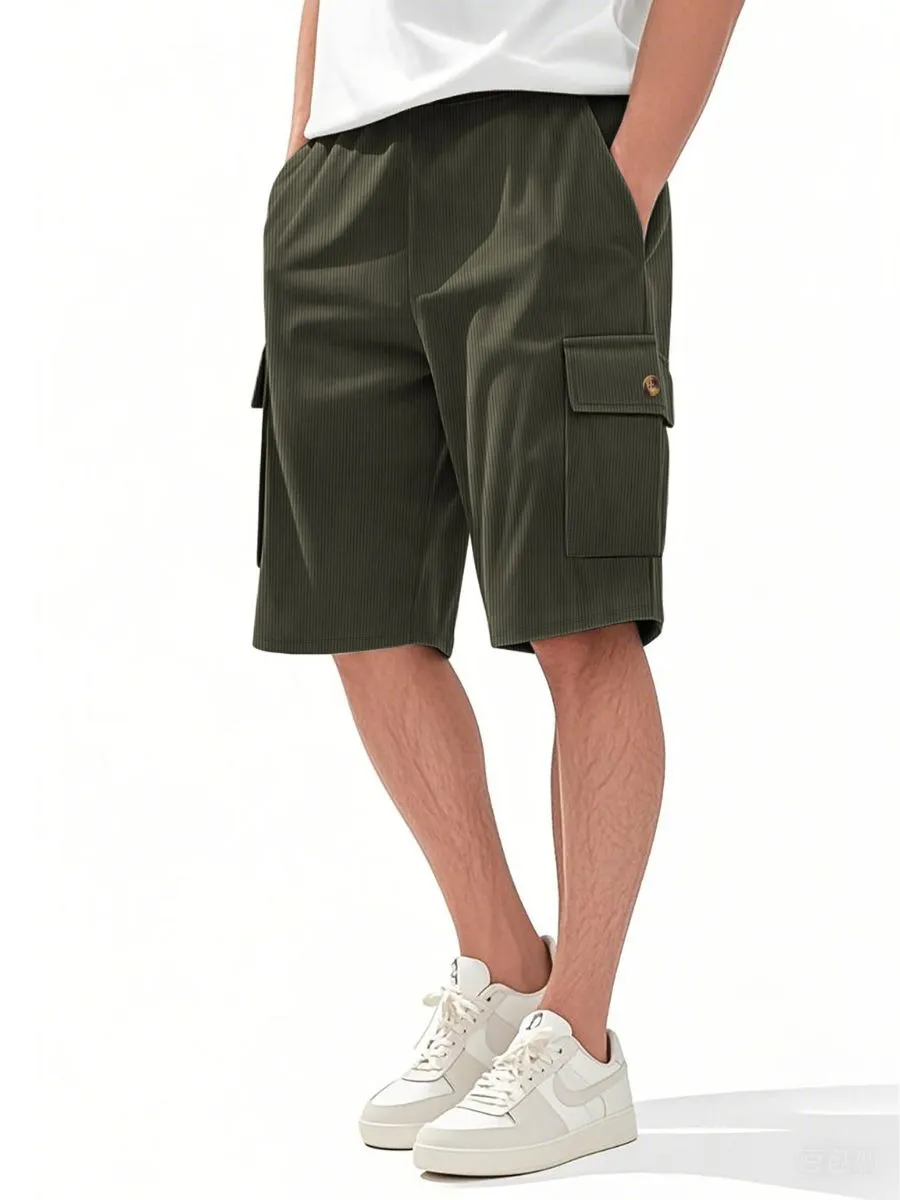 Corduroy Drawstring Cargo Shorts