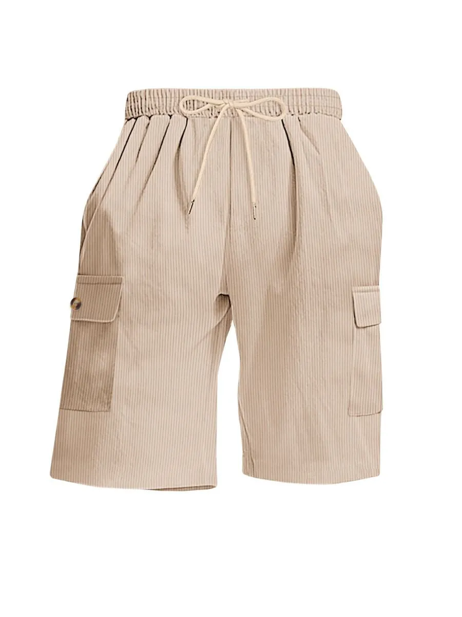 Corduroy Drawstring Cargo Shorts