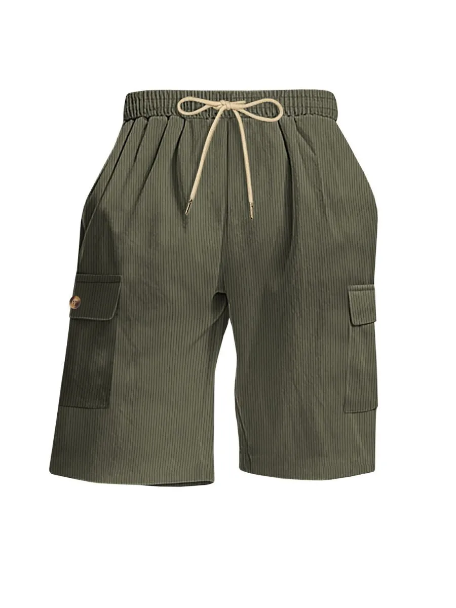 Corduroy Drawstring Cargo Shorts