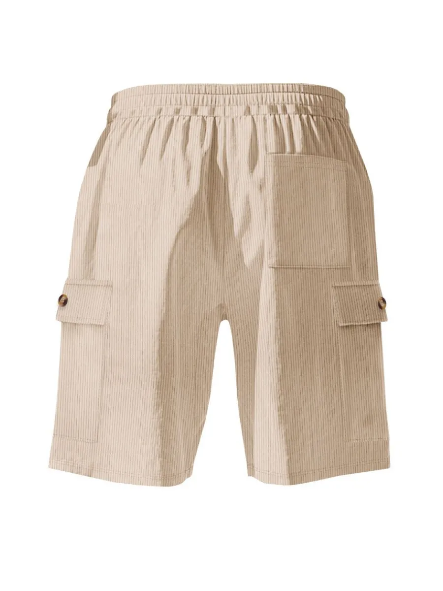 Corduroy Drawstring Cargo Shorts