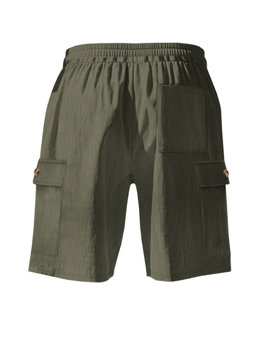 Corduroy Drawstring Cargo Shorts