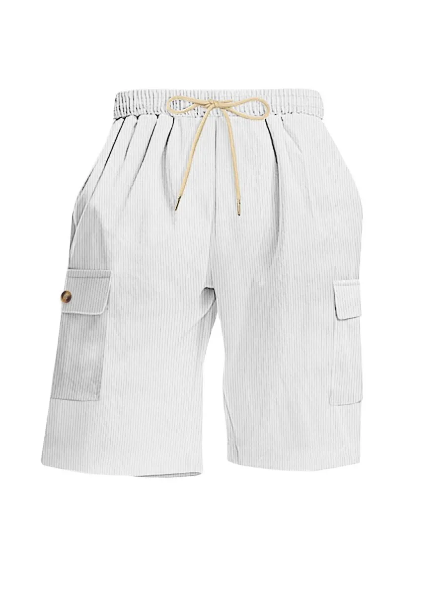 Corduroy Drawstring Cargo Shorts