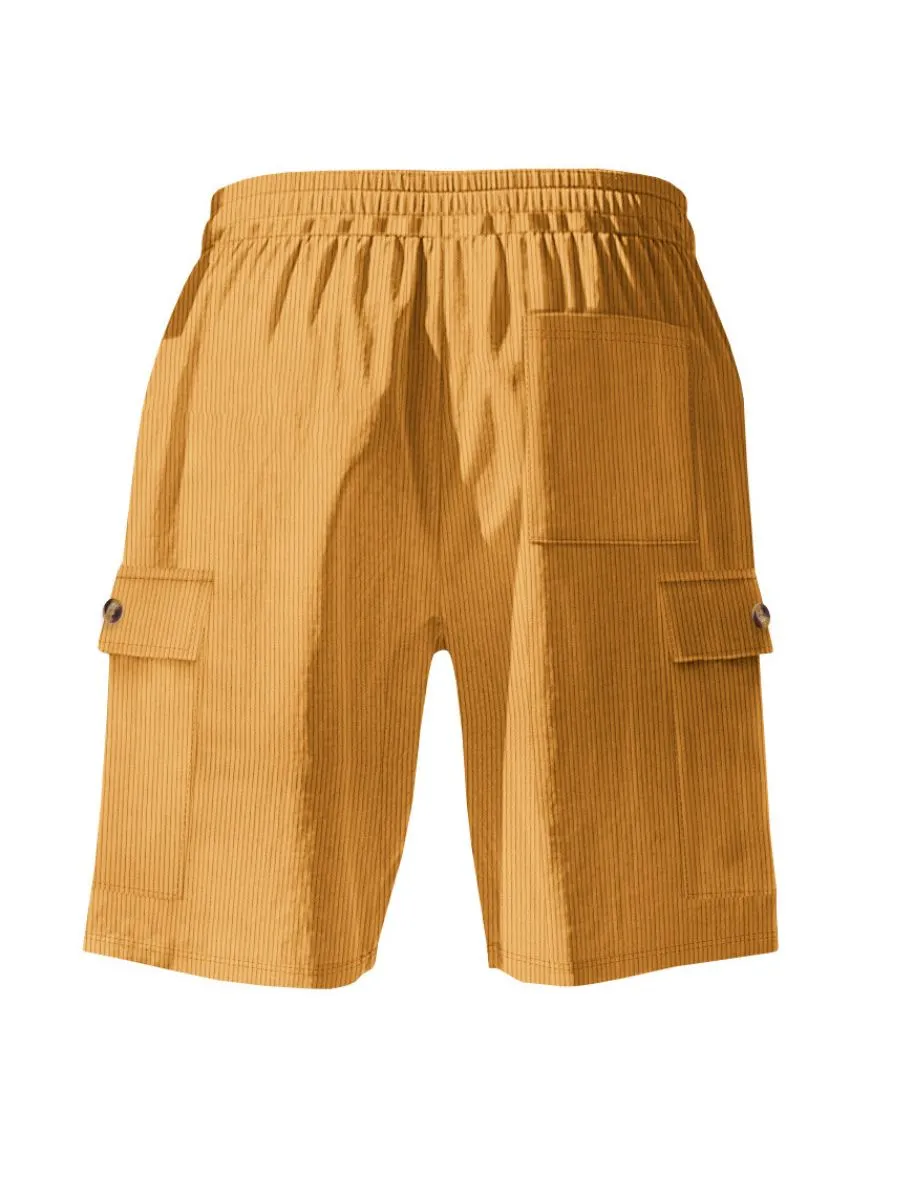 Corduroy Drawstring Cargo Shorts