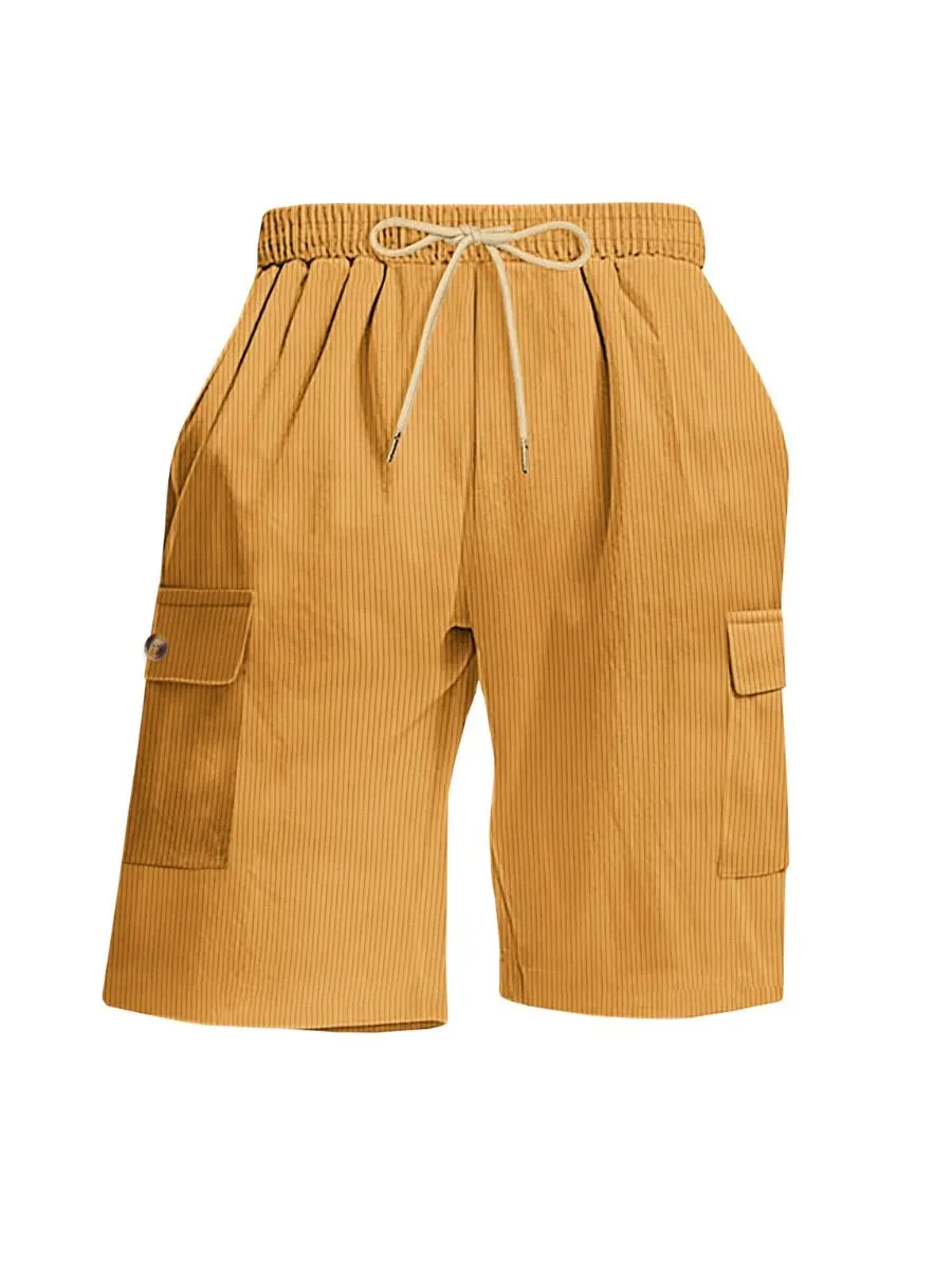 Corduroy Drawstring Cargo Shorts