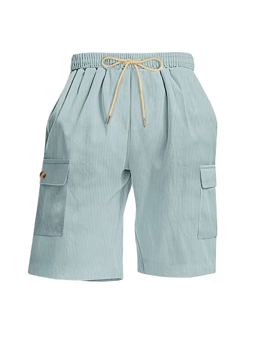 Corduroy Drawstring Cargo Shorts