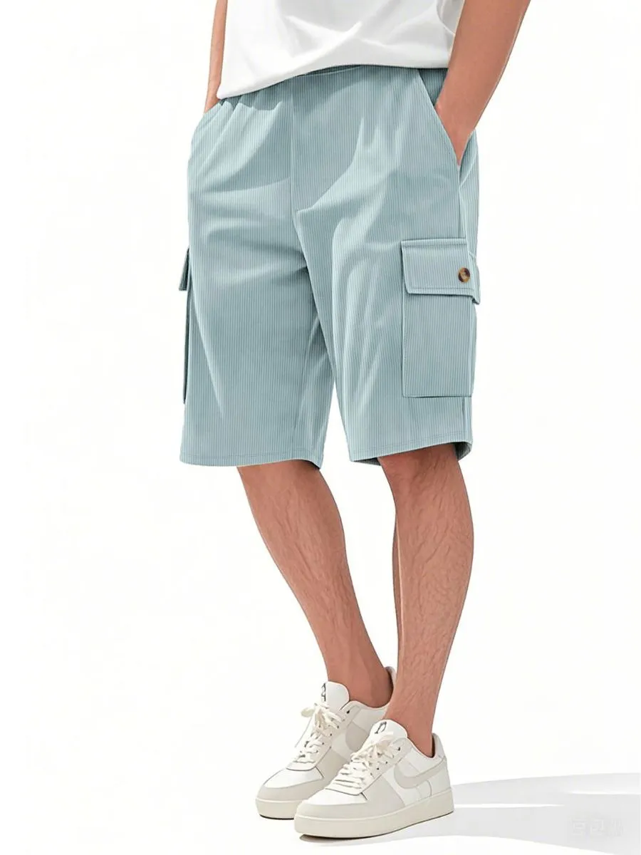 Corduroy Drawstring Cargo Shorts