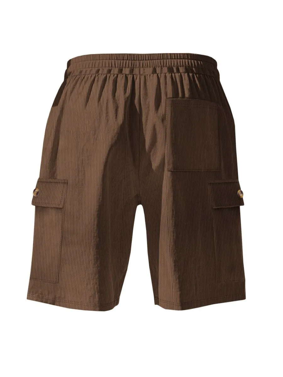 Corduroy Drawstring Cargo Shorts