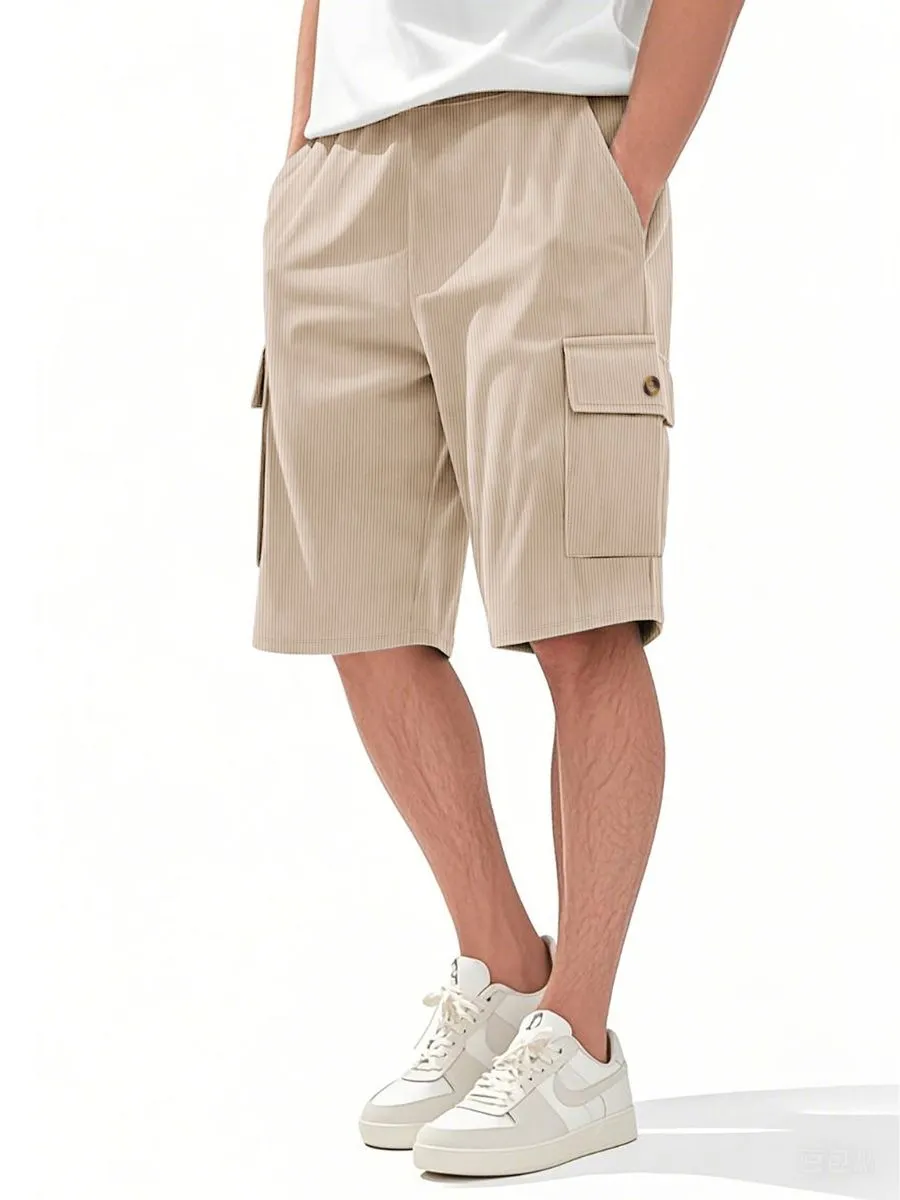 Corduroy Drawstring Cargo Shorts