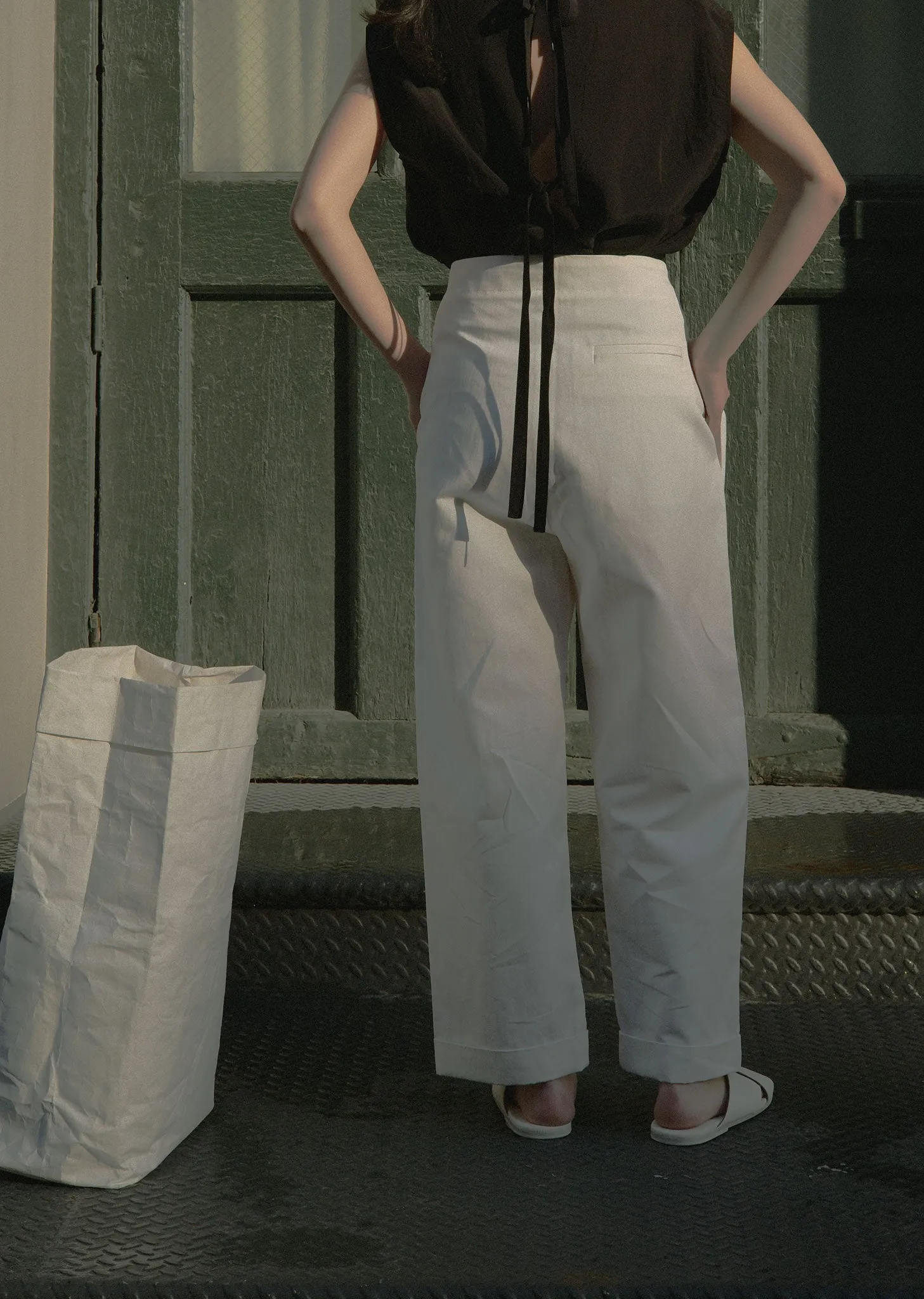 Cotton & Linen Satin Drawstring Pants