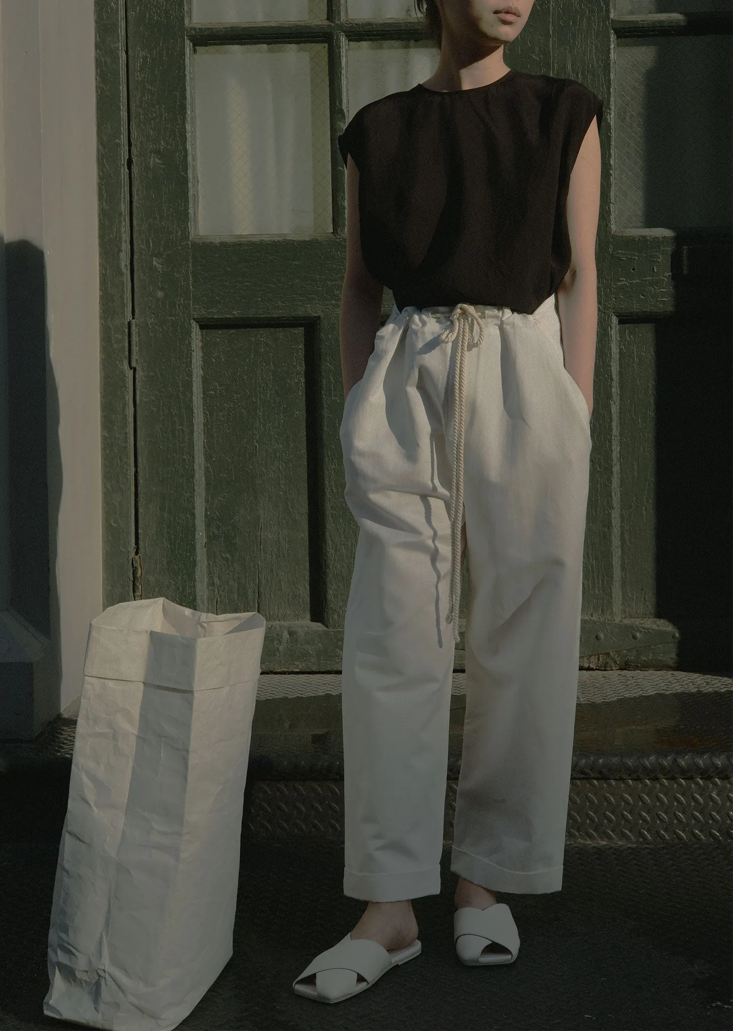 Cotton & Linen Satin Drawstring Pants