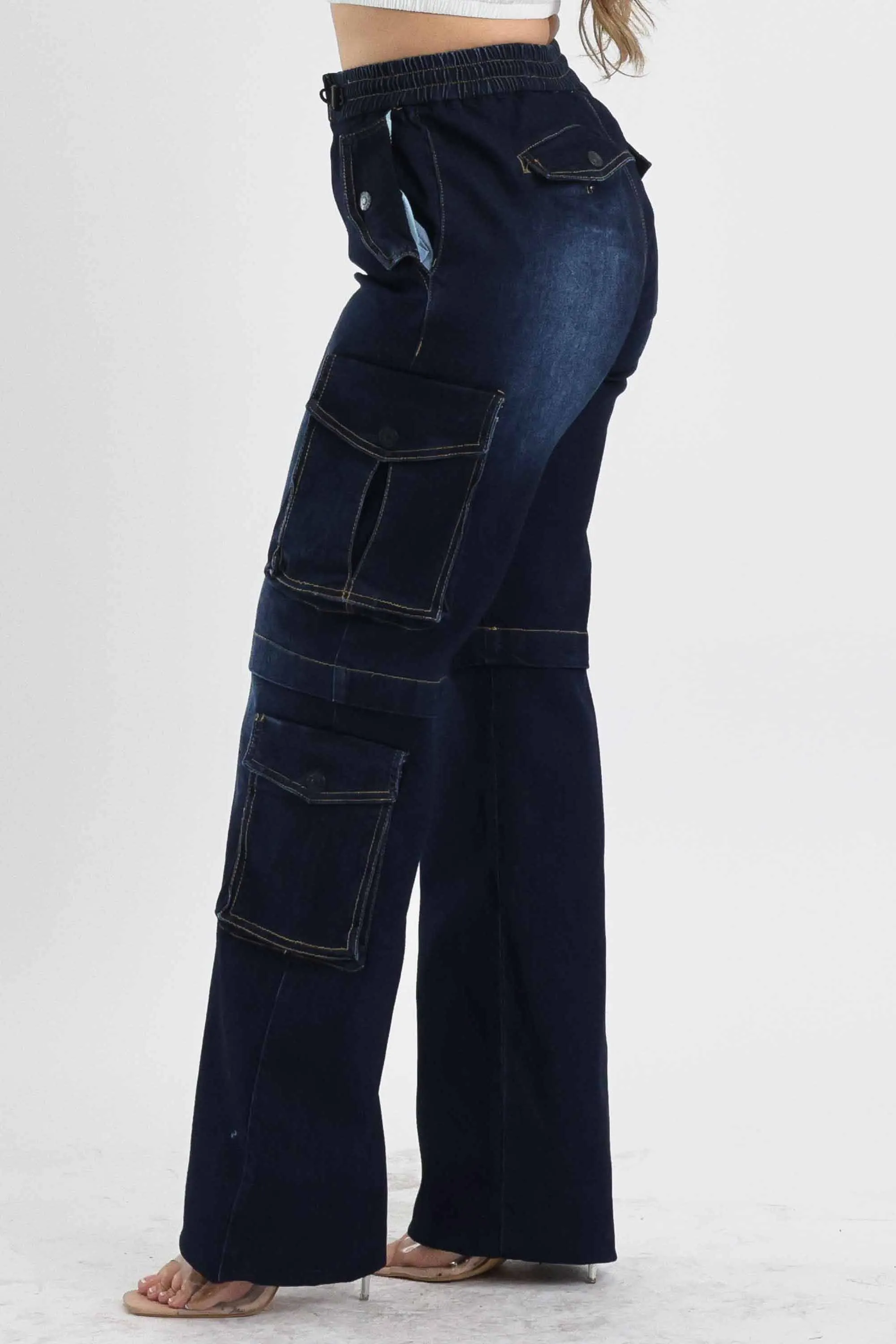 Elastic Waist Band Cargo With Drawstring