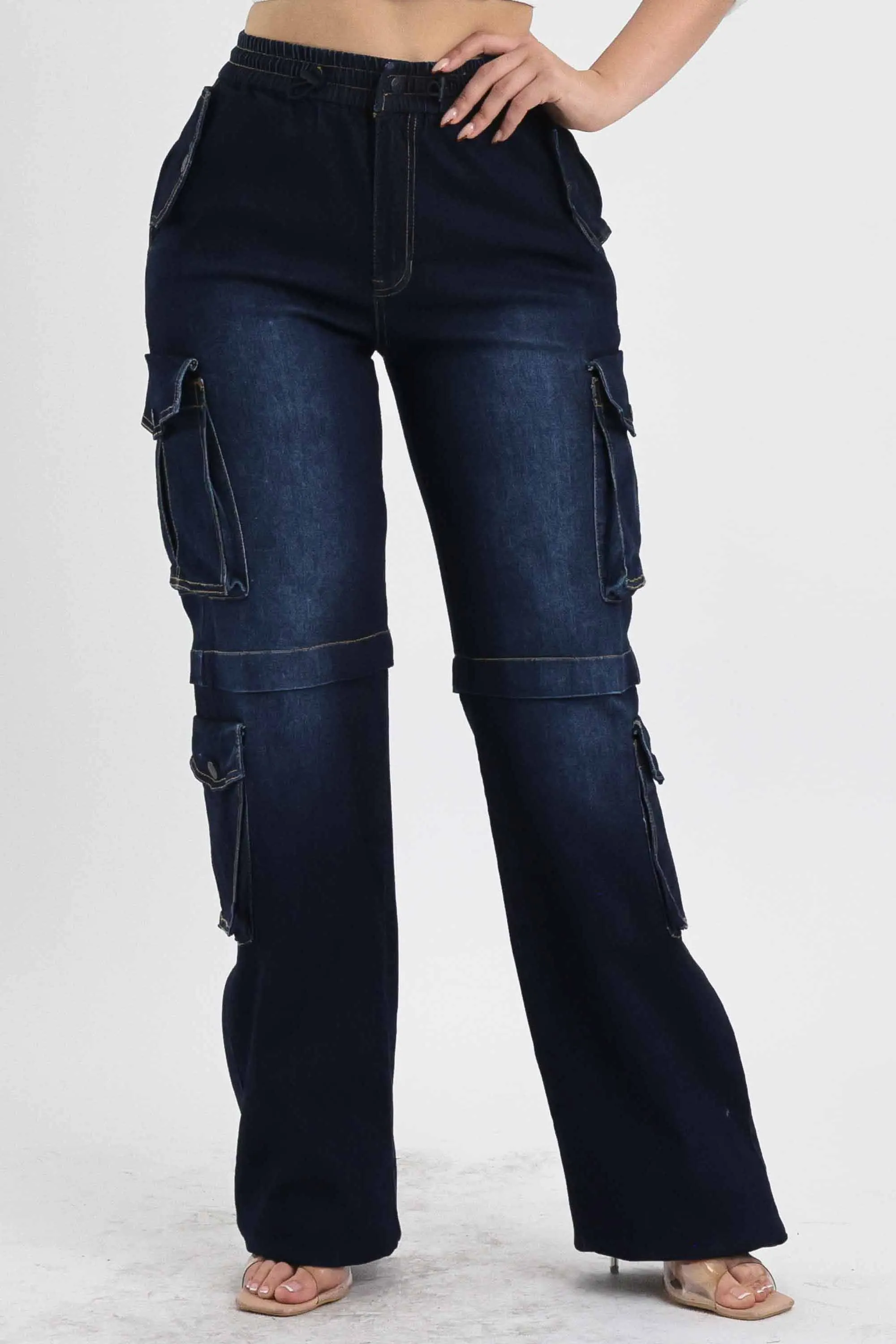 Elastic Waist Band Cargo With Drawstring
