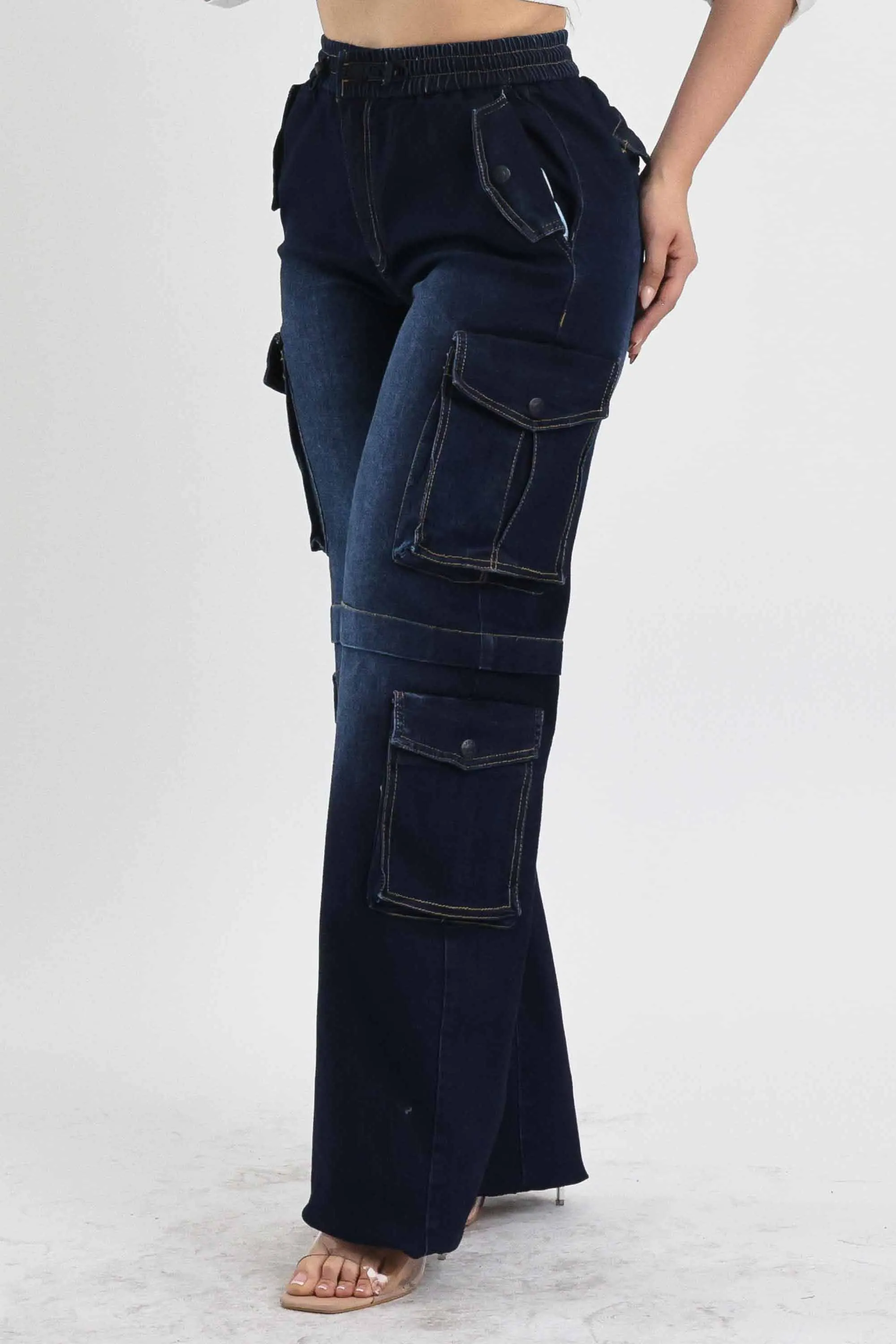 Elastic Waist Band Cargo With Drawstring