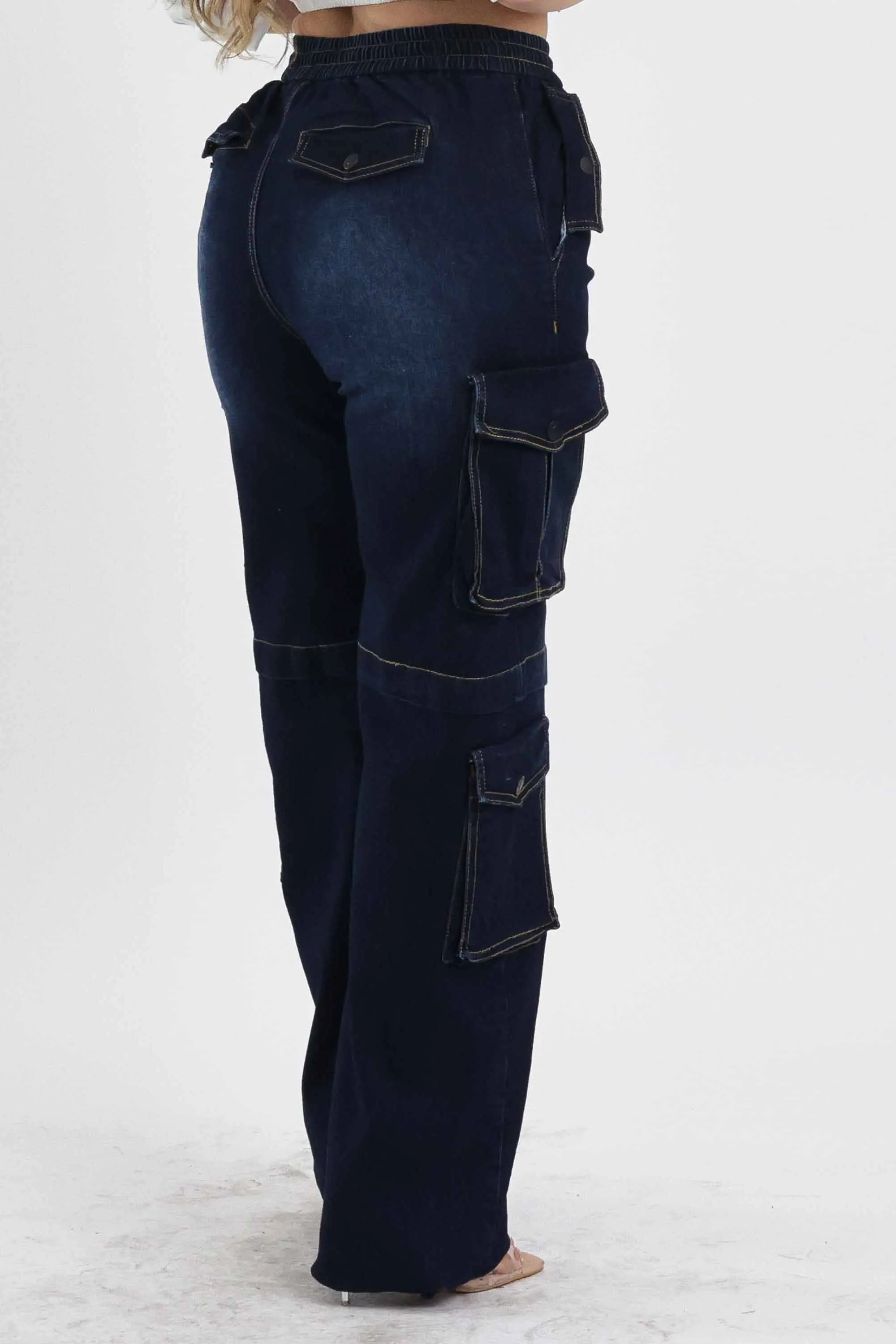 Elastic Waist Band Cargo With Drawstring