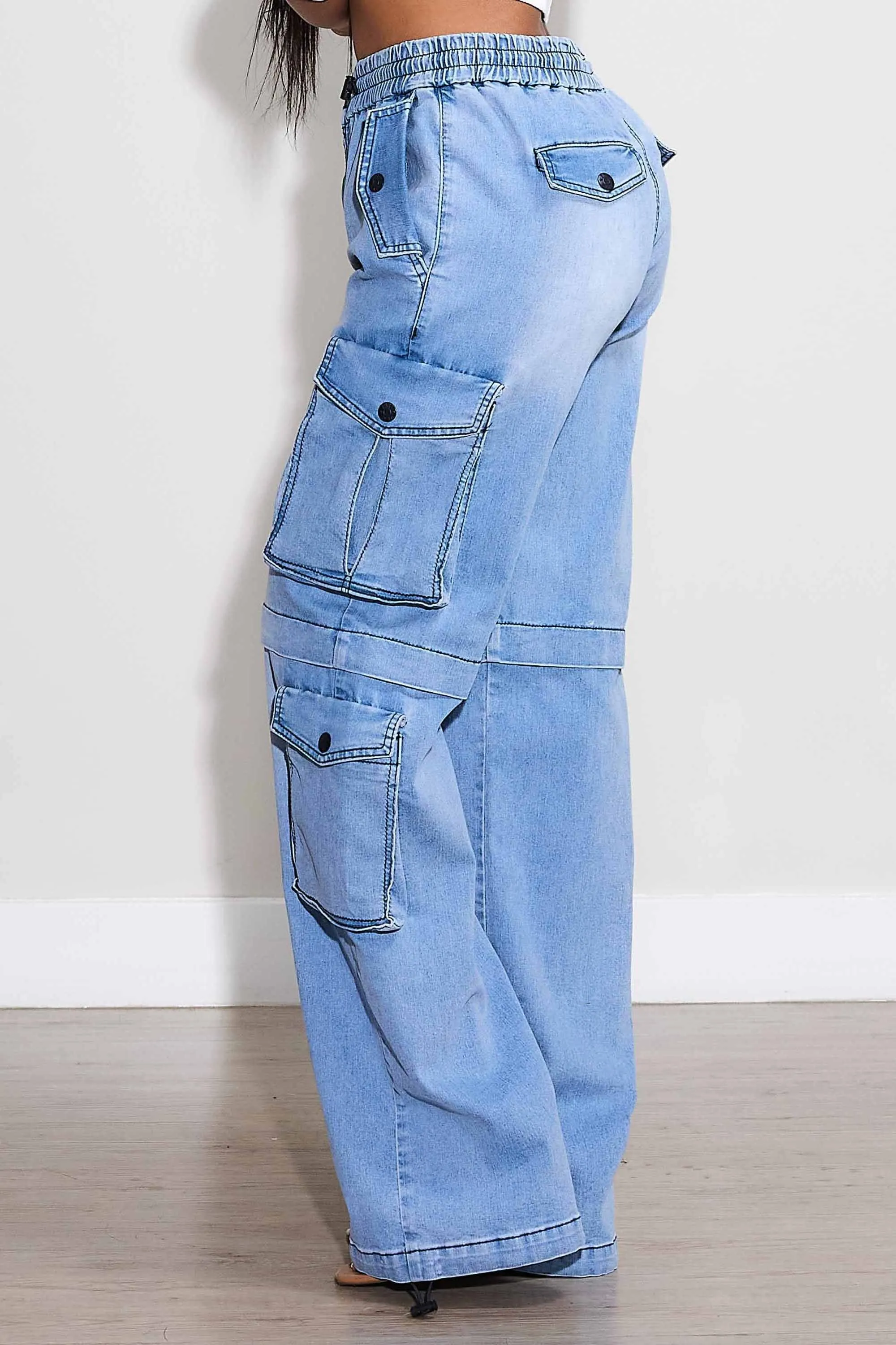 Elastic Waist Band Cargo With Drawstring