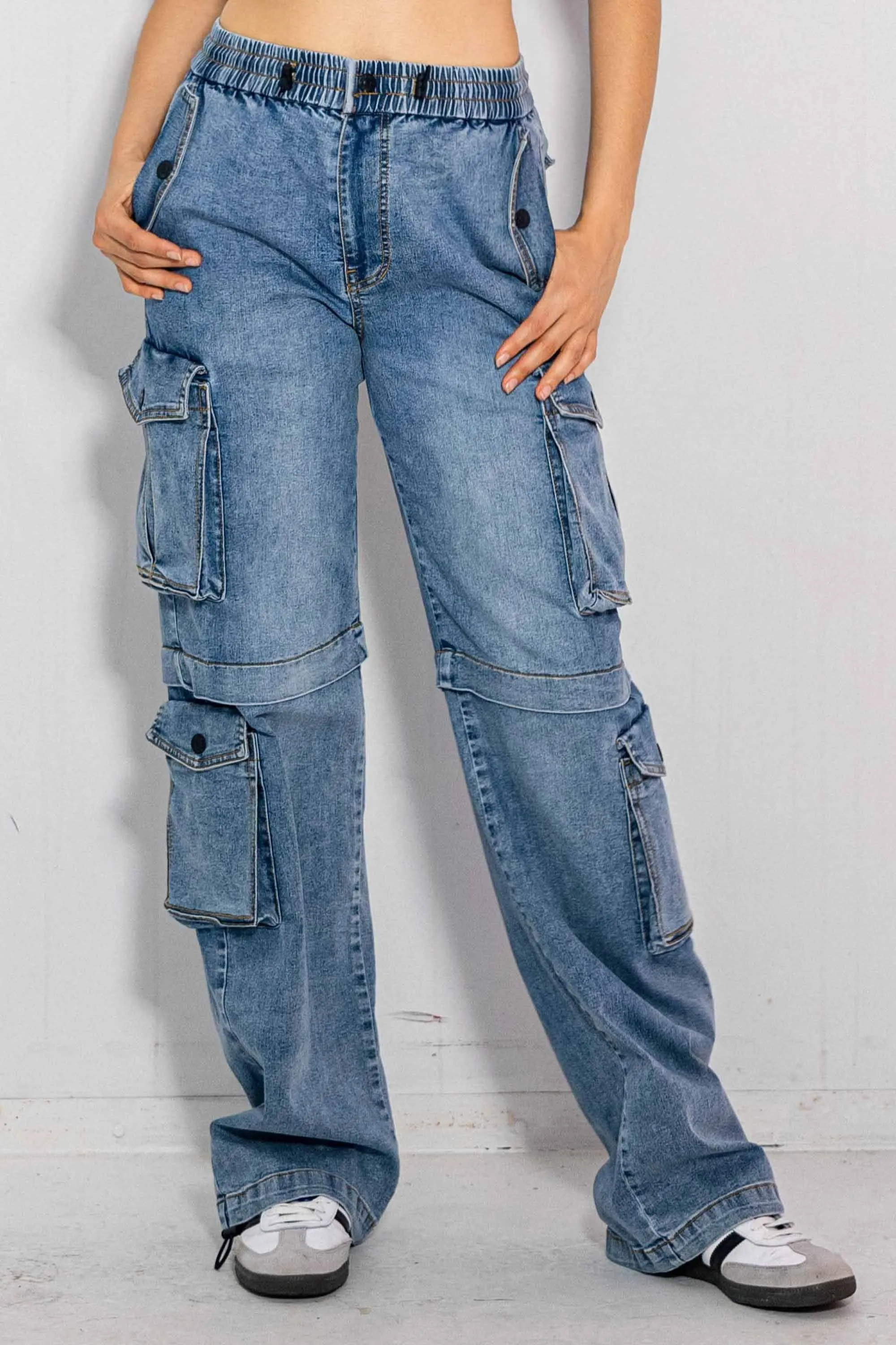 Elastic Waist Band Cargo With Drawstring