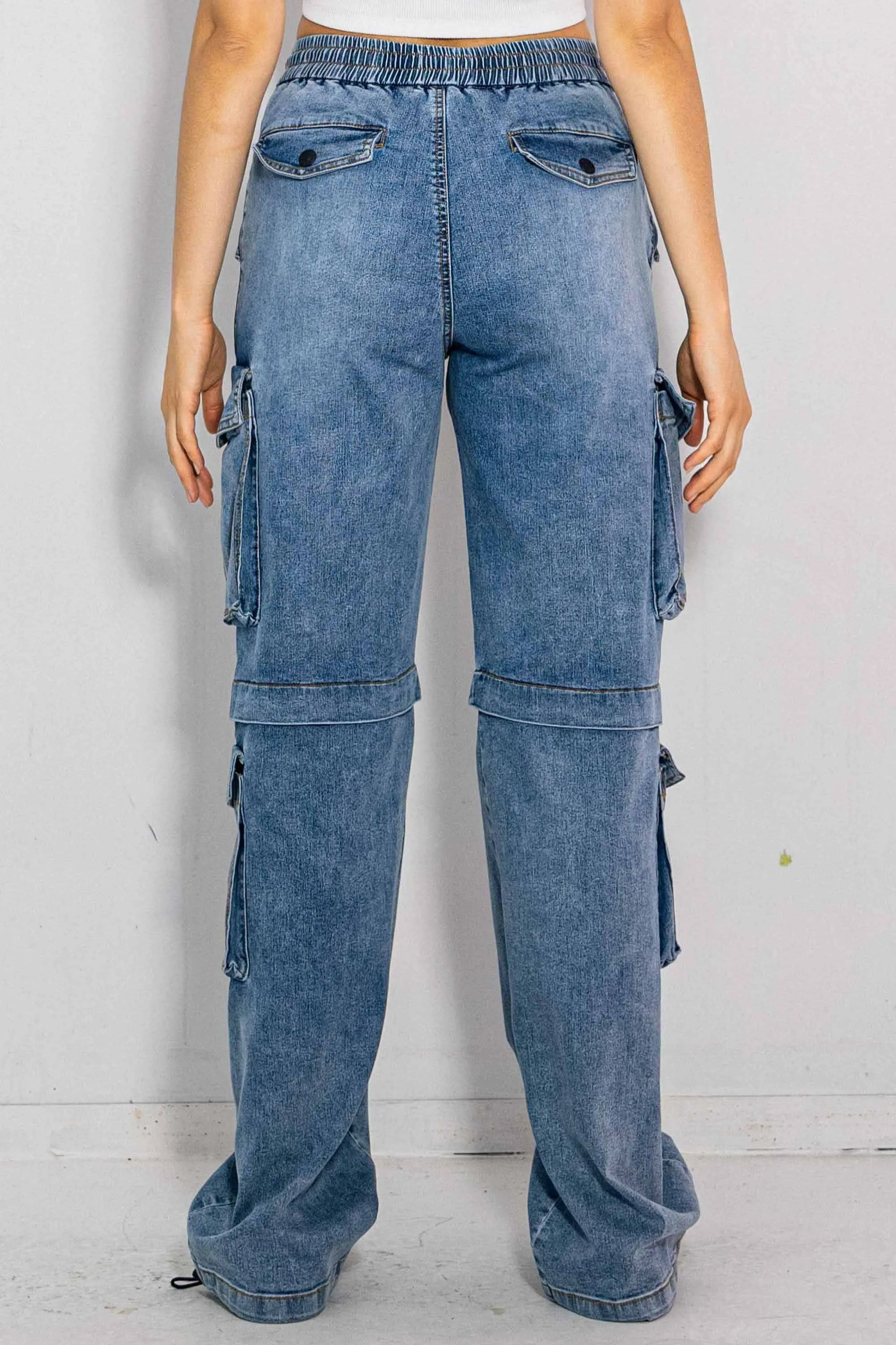 Elastic Waist Band Cargo With Drawstring