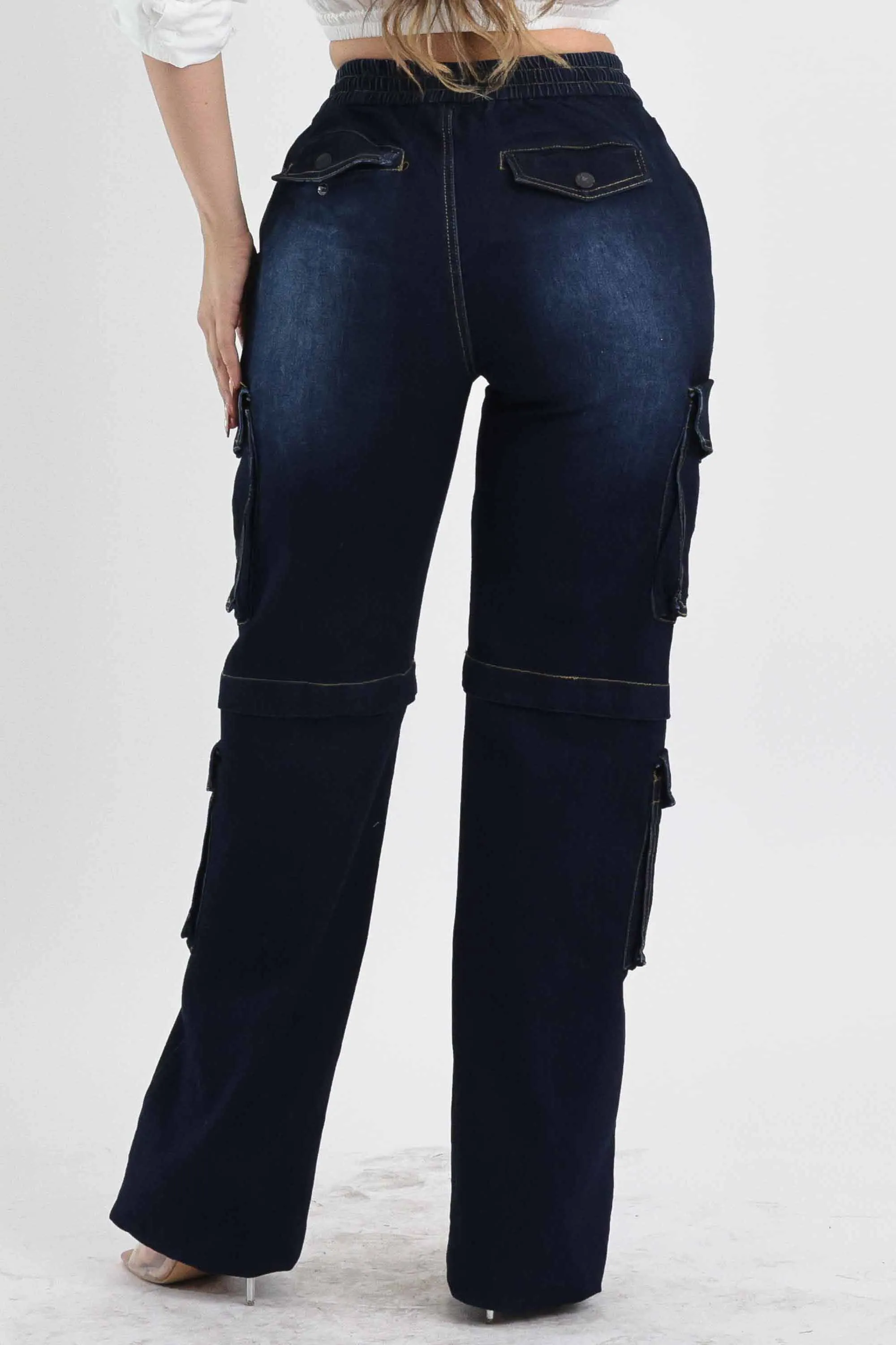 Elastic Waist Band Cargo With Drawstring