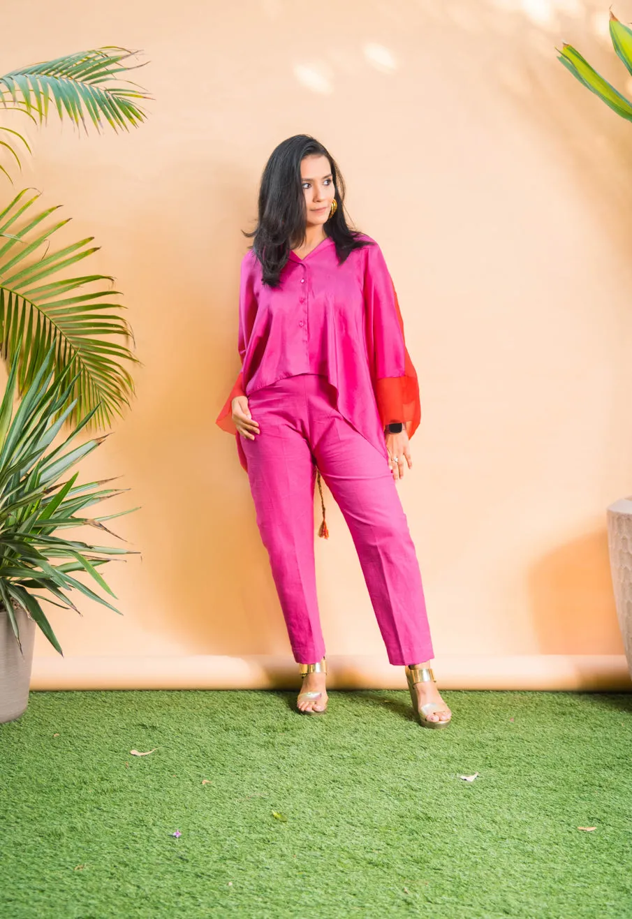 FUSCIA SILK PANTS