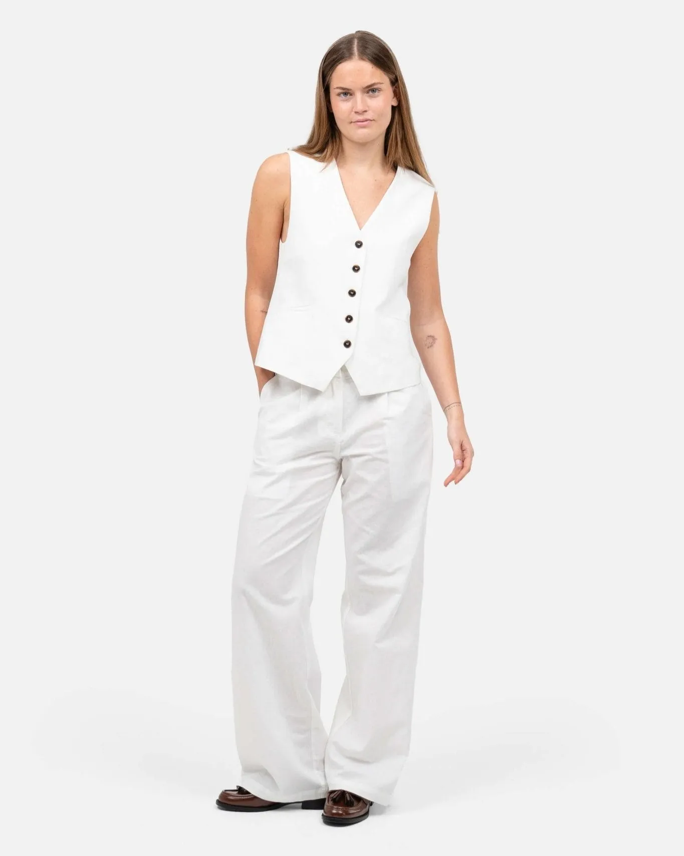 Hør Suitpants Hvid